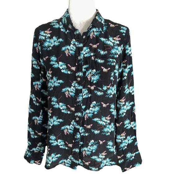 J. Crew Silk Botanical Bees Printed Button Down Blouse - 6 - Picture 14 of 14